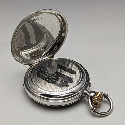 Antique unsigned pocket watch made in France, silver side open face, works well